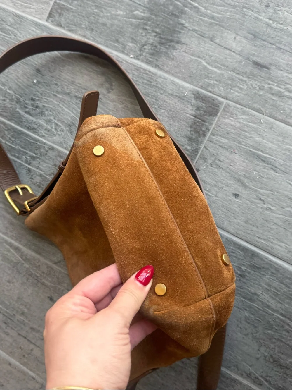 Quince Italian Suede Bucket Crossbody bag